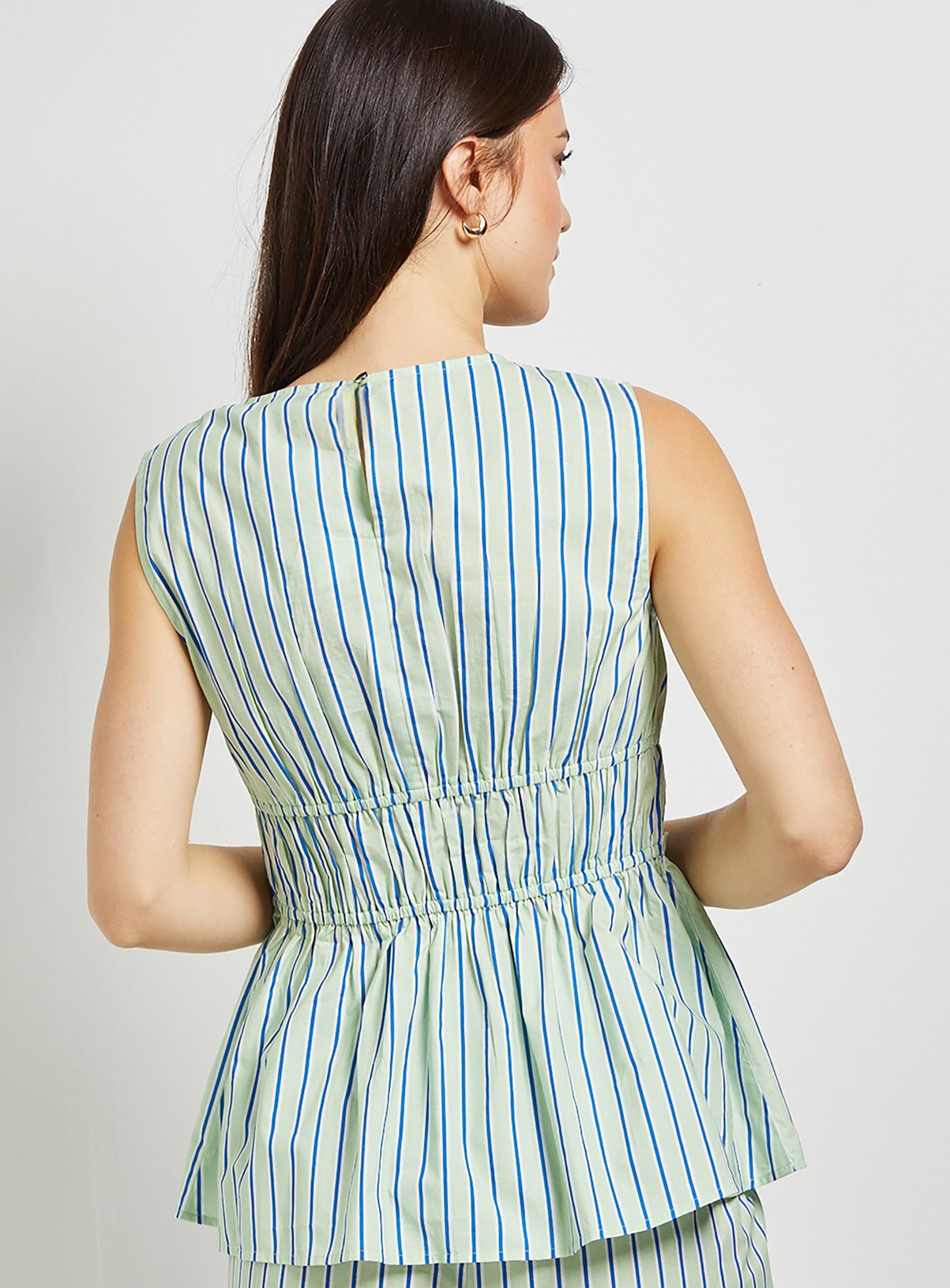 DOROTHY PERKINS Stripe Frill Detail Peplum Printed Shell Top 10 - Image 3 thumbnail